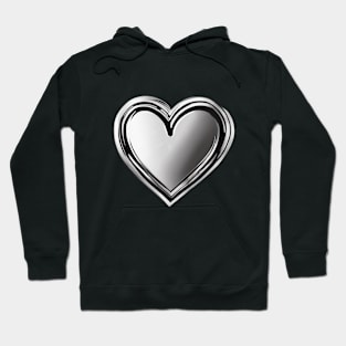 Sleek Chrome Heart on Black Background No. 706 Hoodie